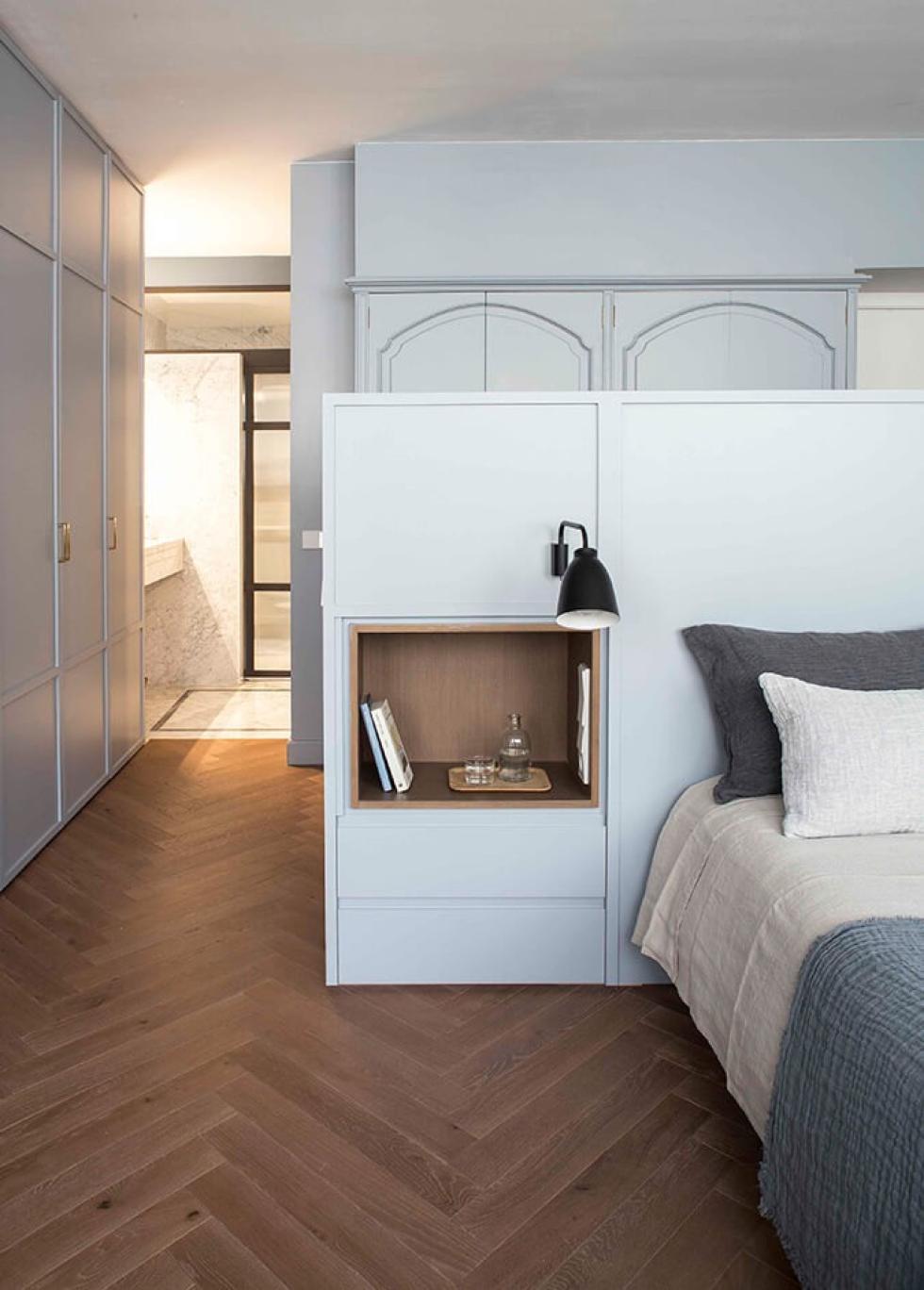 Headboard with integrated night table, by Espacio en Blanco
