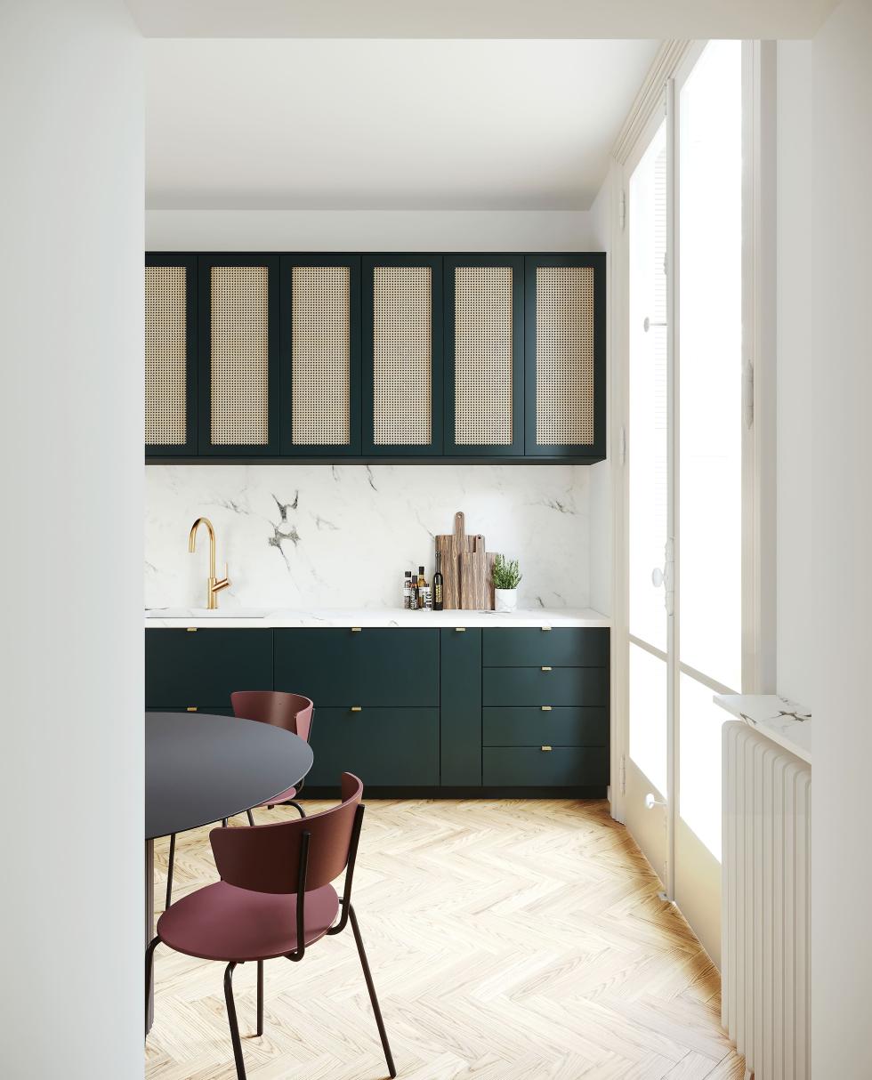 KITCHEN IN GREEN 02 - SOMBRE FOREST CANE