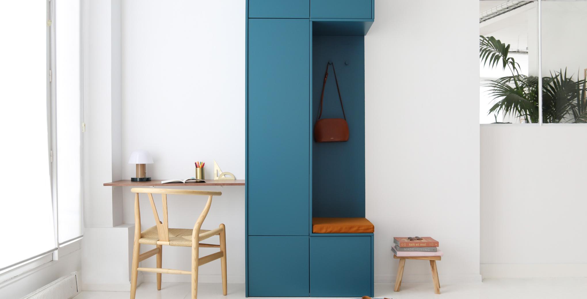 Projekt mit unseren glatten Fronten in Mattlack “Bleu lagon”