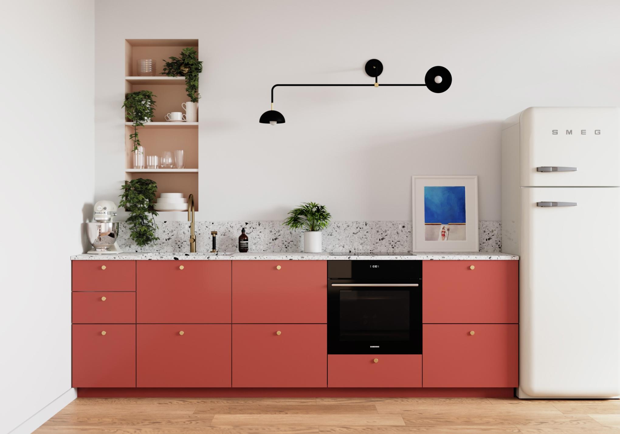 Projet Plum Living réalisé avec nos façades en laque mate Terra