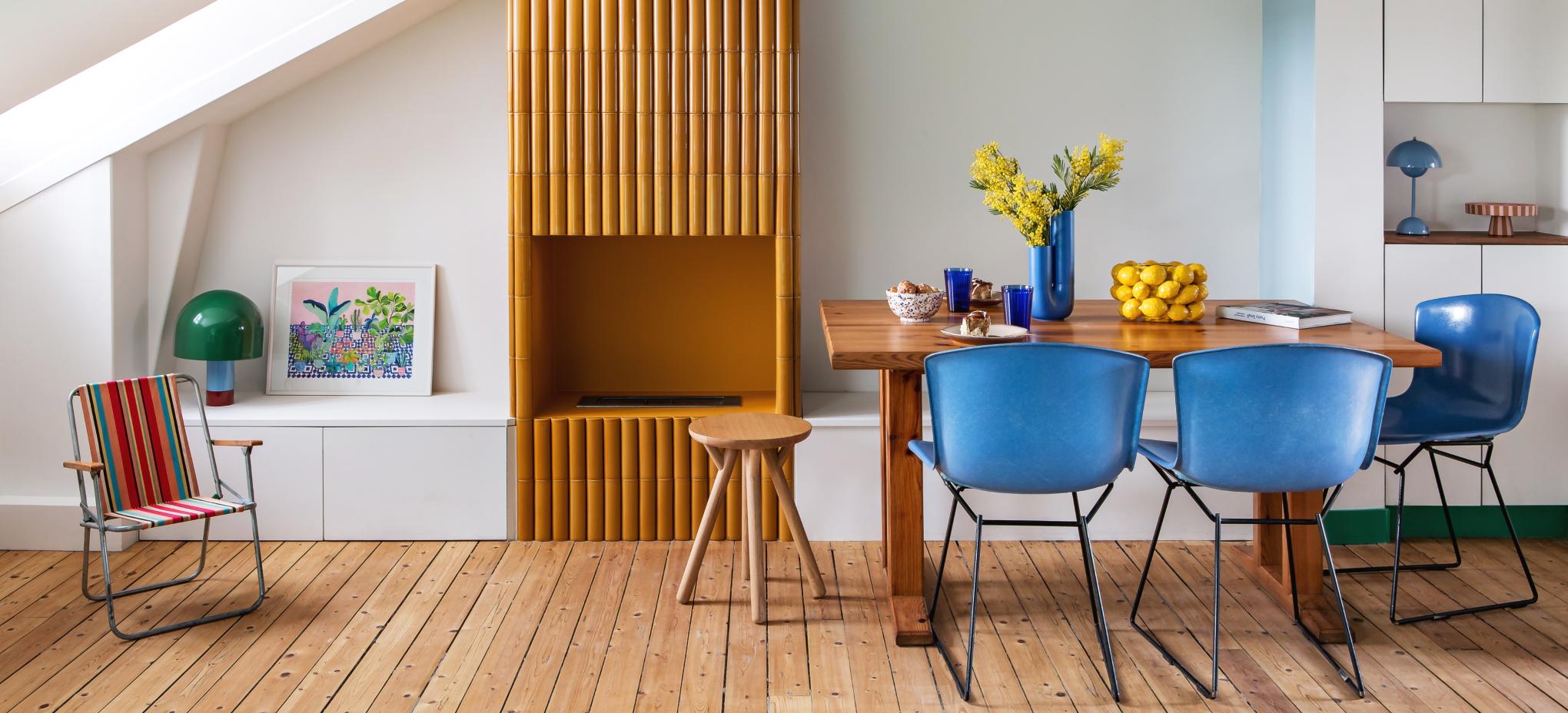 Kitchen in oak & Blue 02 - Bleu nuit