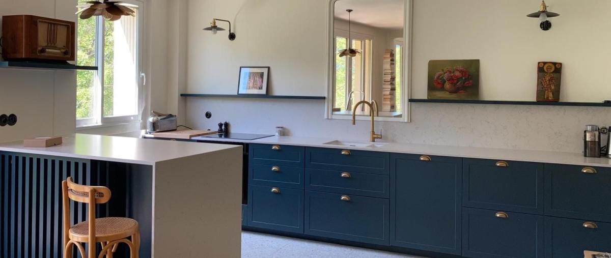 Shaker-kitchen in Blue 03 - Bleu gris