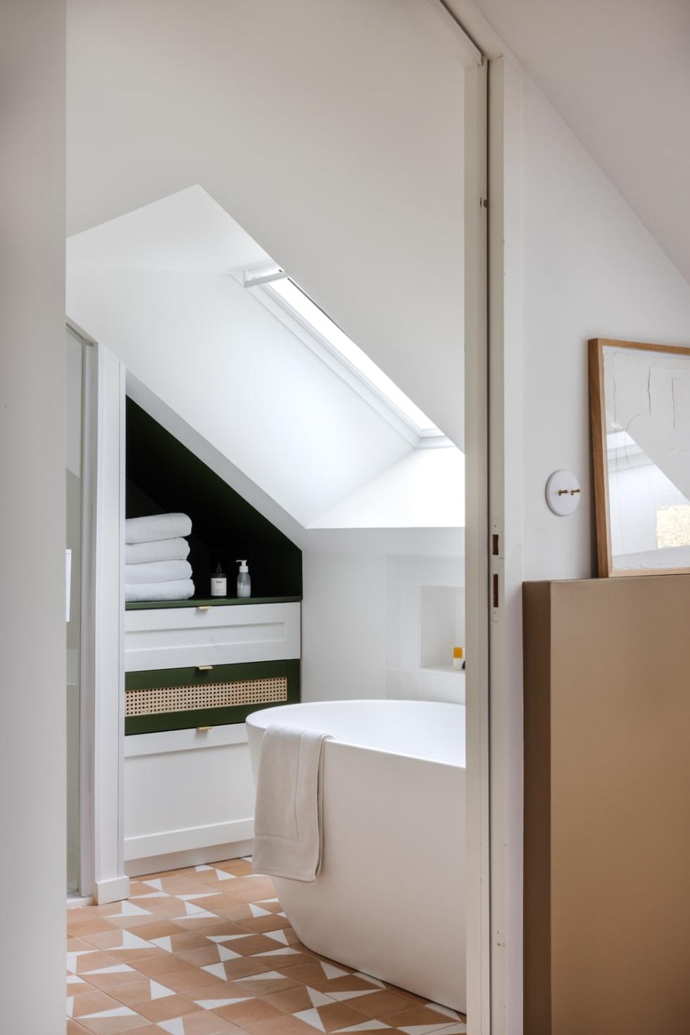 olive cane bathroom