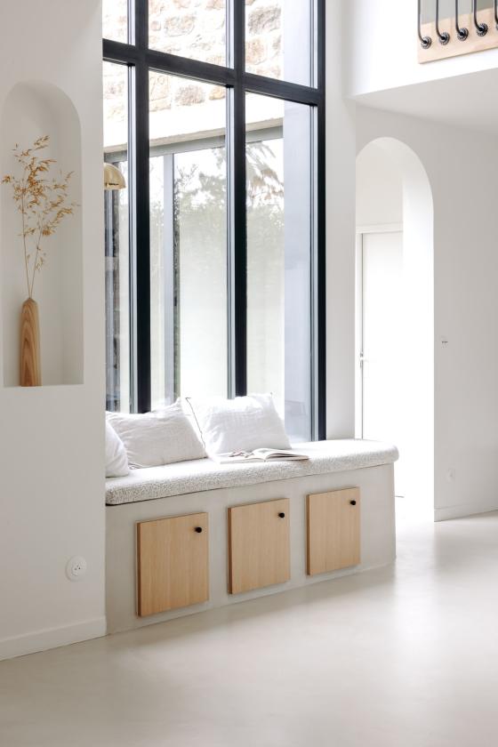 polished concrete bench